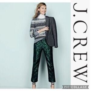 J. CREW “CITY FIT” WOMEN ELEGANT FINISH GREEN DRESS CROP PANTS size 6